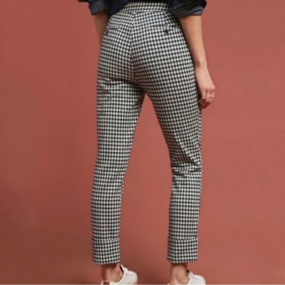 Anthropologie the essential crop flare check dress pants size 8 - Picture 2 of 9
